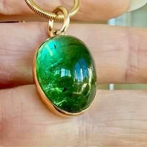 18k gold 20carat Green tourmaline Pendant
